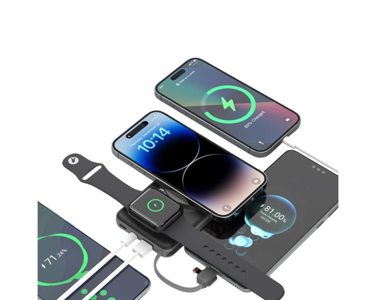 Повербанк 10000mAh Choetech B695 Black QC3.0 PD3.0 бездротова зарядка смартфонів та Apple Watch