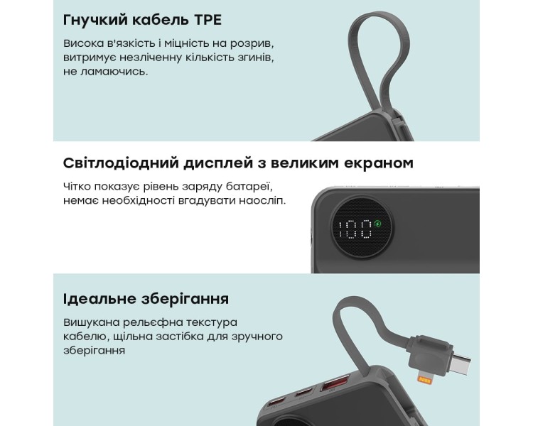 Повербанк 10000mAh Choetech B695 Black QC3.0 PD3.0 бездротова зарядка смартфонів та Apple Watch