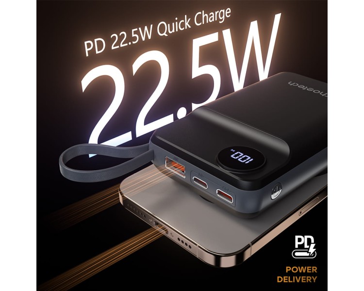 Повербанк 20000mAh Choetech B696 Black QC3.0 PD3.0 бездротова зарядка смартфонів та Apple Watch