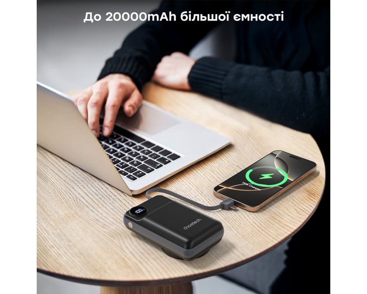 Повербанк 20000mAh Choetech B696 Black QC3.0 PD3.0 бездротова зарядка смартфонів та Apple Watch