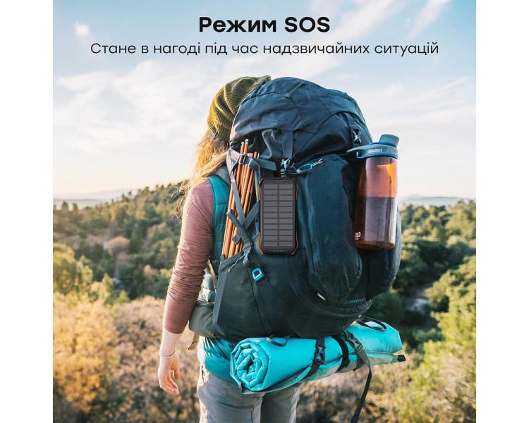 Повербанк з сонячною панеллю 20000mAh Choetech B657 Black PD20W+QC QC3.0 PD3.0 бездротова зарядка
