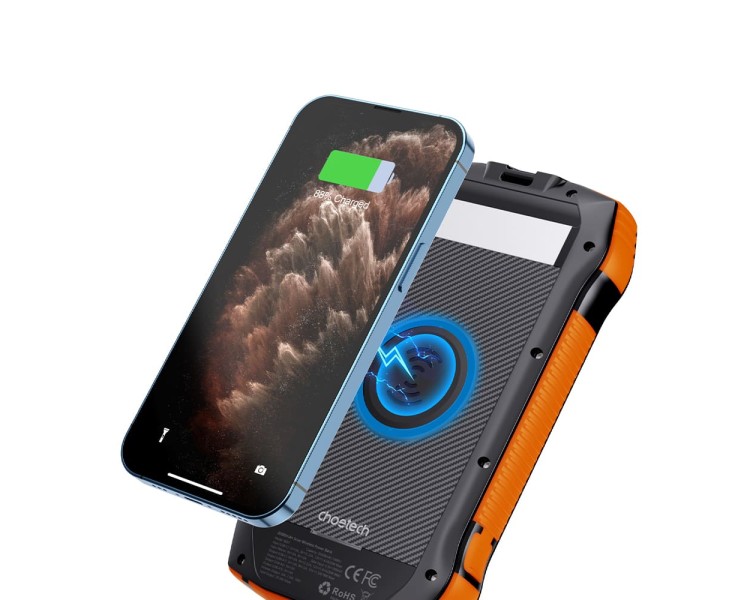 Повербанк з сонячною панеллю 20000mAh Choetech B657 Black PD20W+QC QC3.0 PD3.0 бездротова зарядка