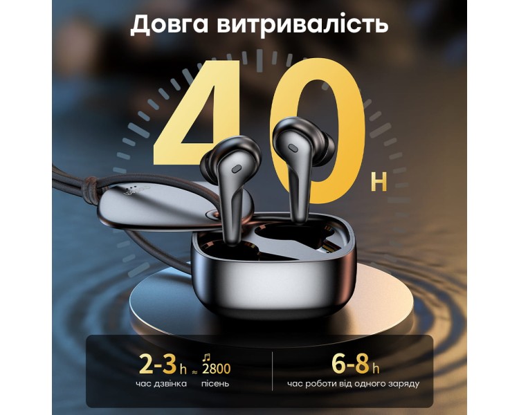 Бездротові навушники Choetech BH-T17 Black TWS, Bluetooth 5.4, ANC+ENC