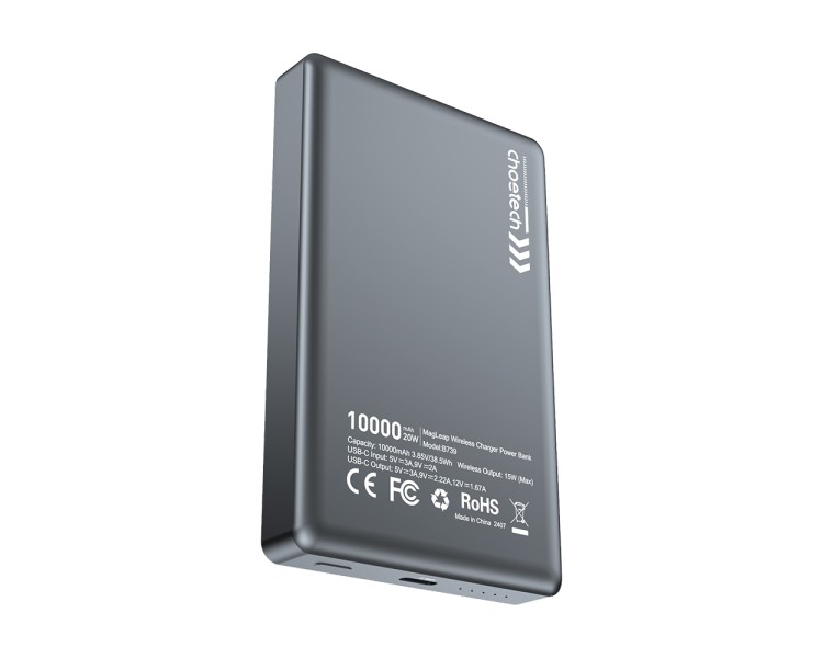Повербанк 10000mAh Choetech B739 Black QC3.0 PD3.0 бездротова магнітна зарядка