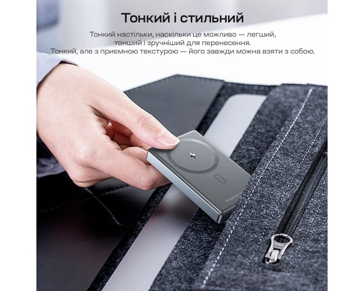 Повербанк 10000mAh Choetech B739 Black QC3.0 PD3.0 бездротова магнітна зарядка