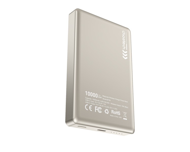 Повербанк 10000mAh Choetech B739 Silver QC3.0 PD3.0 бездротова магнітна зарядка