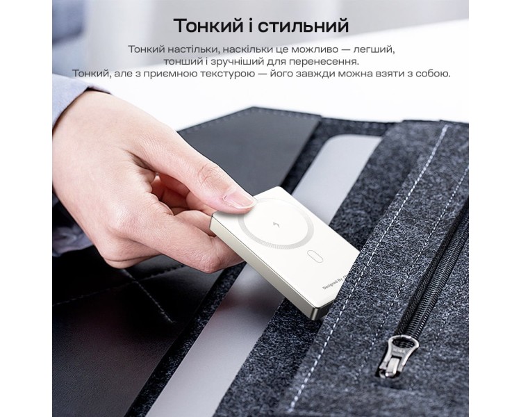 Повербанк 10000mAh Choetech B739 Silver QC3.0 PD3.0 бездротова магнітна зарядка