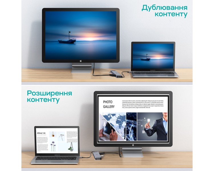 USB-C хаб 11-в-1 Choetech M20 HDMI 4K@30Hz, VGA, 3 USB-A 3.0, USB-C 3.0, RJ45, USB-C PD, SD-card, TF-card, 3.5mm audio
