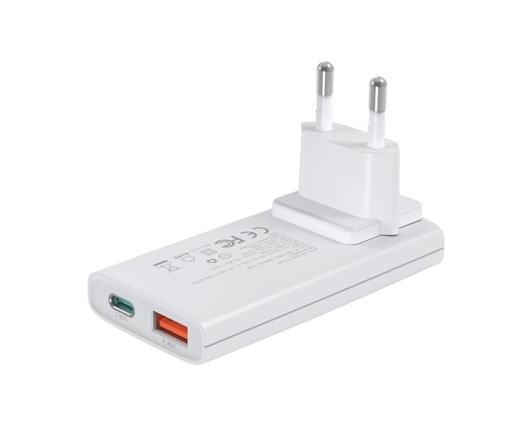 Мережевий зарядний пристрій Choetech PD6011 Ultra thin PD67W GAN A+C White
