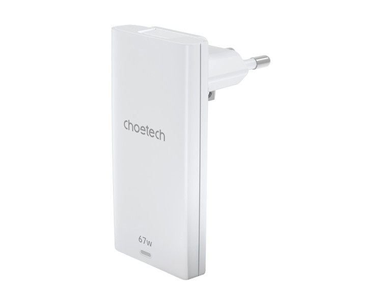 Мережевий зарядний пристрій Choetech PD6011 Ultra thin PD67W GAN A+C White