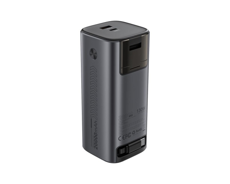 Повербанк 20000mAh Choetech B815 Grey 130W QC3.0 PD3.0 TFT Smart дисплей, вбудований кабель