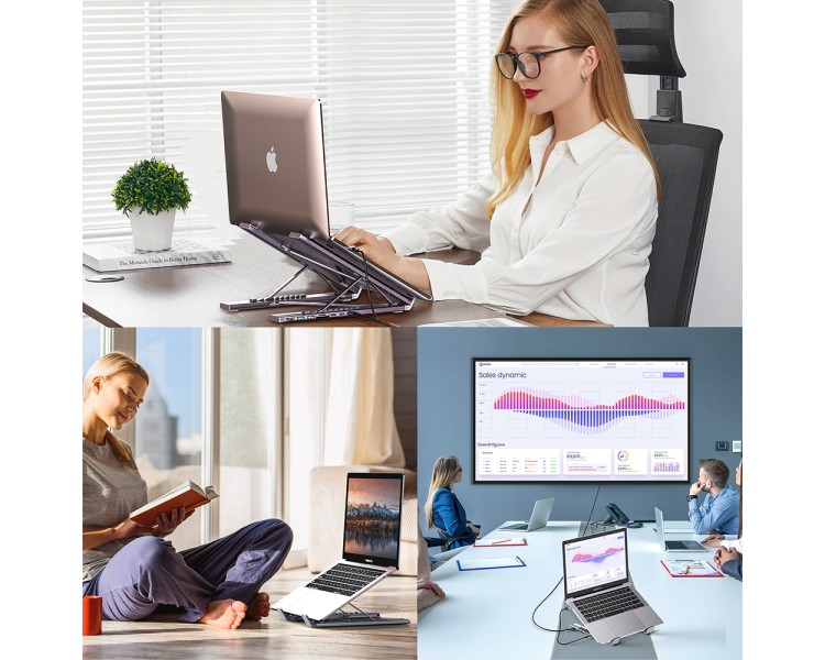 USB-C хаб-підставка 7-в-1 Choetech M57 HDMI 4K@30Hz, 2 USB 3.0, USB-C Data, USB-C PD 100W, SD-card, TF-card