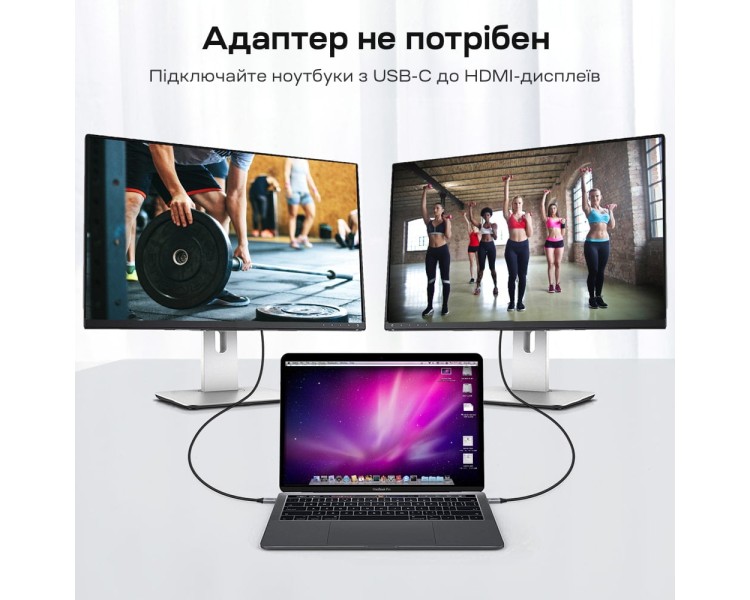 Кабель Choetech CH0021 Black USB-C to HDMI 4K@60Hz 1.8m