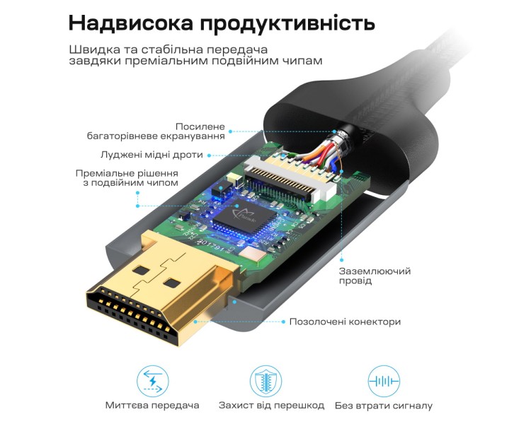 Кабель Choetech CH0021 Black USB-C to HDMI 4K@60Hz 1.8m