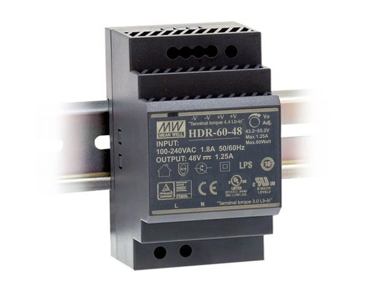 Блок живлення HDR-60-48 Mean Well на DIN-рейку