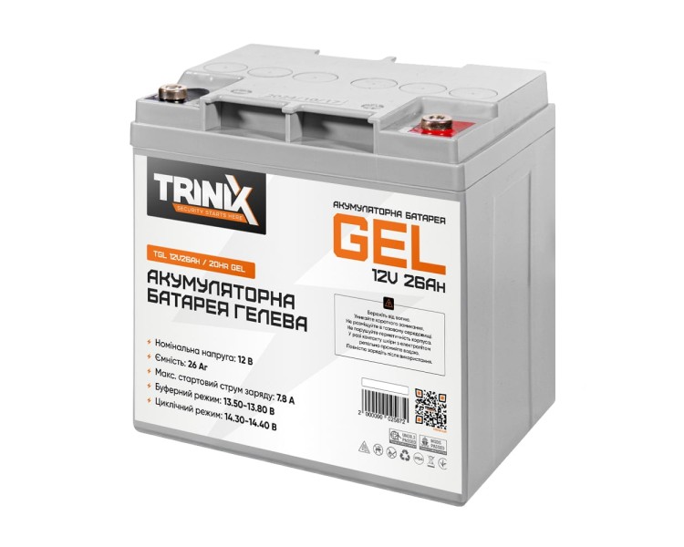 Акумуляторна батарея гелева 12В 26Аг Trinix TGL12V26Ah/20Hr GEL