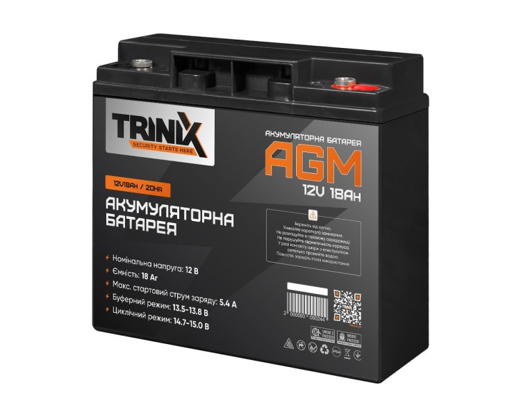 Trinix 12V18Ah/20Hr AGM Акумуляторна батарея 12В 18А*год свинцево-кислотна