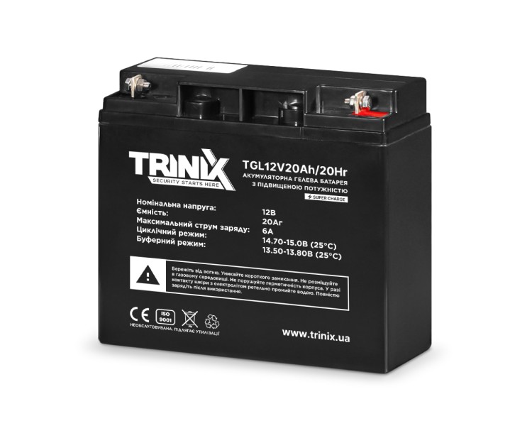 Акумуляторна батарея гелева 12В 20Аг Trinix TGL12V20Ah/20Hr GEL Super Charge