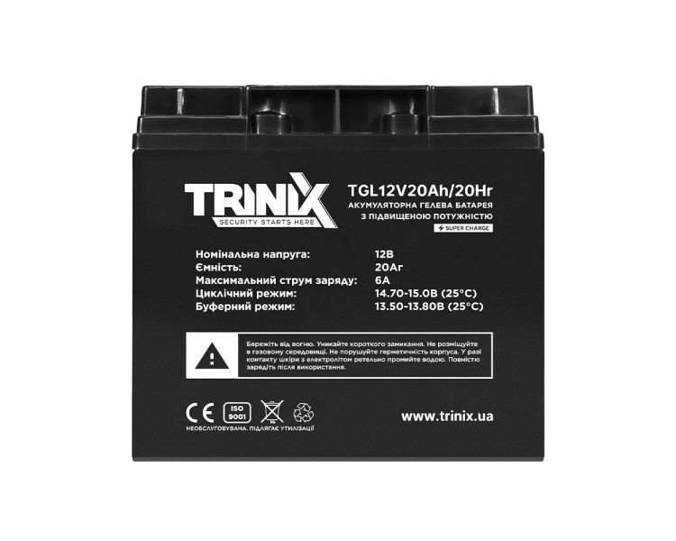 Акумуляторна батарея гелева 12В 20Аг Trinix TGL12V20Ah/20Hr GEL Super Charge