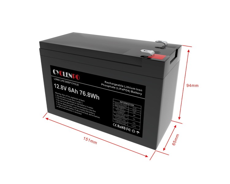 Акумуляторна батарея літій-залізо-фосфатна 12.8В 6Аг Cyclen 12.8V 6AH LiFePo4