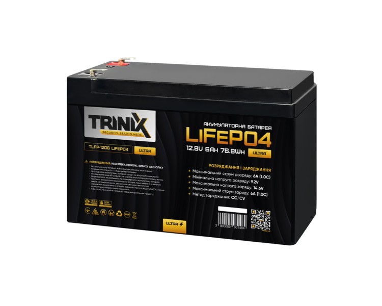 Акумуляторна батарея літій-залізо-фосфатна 12.8В 6А*год Trinix TLFP-1206 Ultra LiFePO4 (Black)