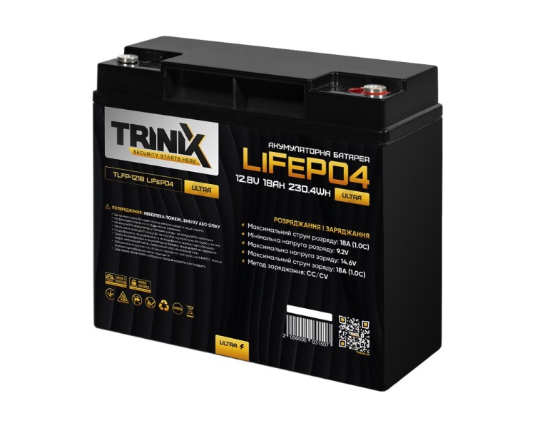 Акумуляторна батарея літій-залізо-фосфатна 12.8В 18А*год Trinix TLFP-1218 Ultra LiFePO4 (Black)
