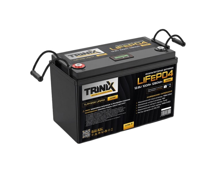 Акумуляторна батарея літій-залізо-фосфатна 12.8В 100А*год Trinix TLFP-12100 Ultra LiFePO4 з Bluetooth (Black)