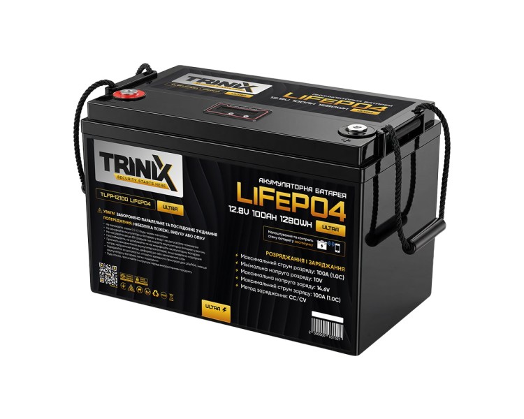 Акумуляторна батарея літій-залізо-фосфатна 12.8В 100А*год Trinix TLFP-12100 Ultra LiFePO4 з Bluetooth (Black)