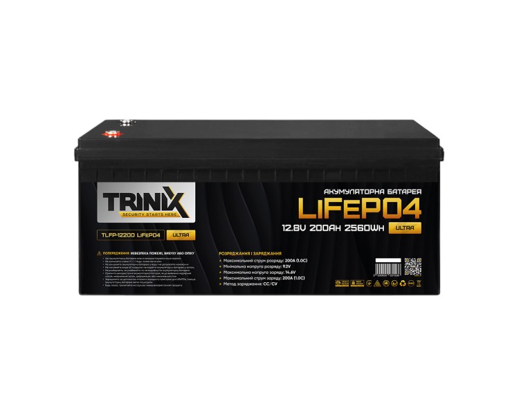 Акумуляторна батарея літій-залізо-фосфатна 12.8В 200А*год Trinix TLFP-12200 Ultra LiFePO4 з Bluetooth (Black)