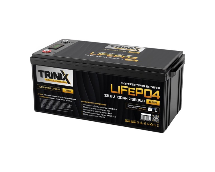 Акумуляторна батарея літій-залізо-фосфатна 25.6В 100А*год Trinix TLFP-24100 Ultra LiFePO4 з Bluetooth (Black)
