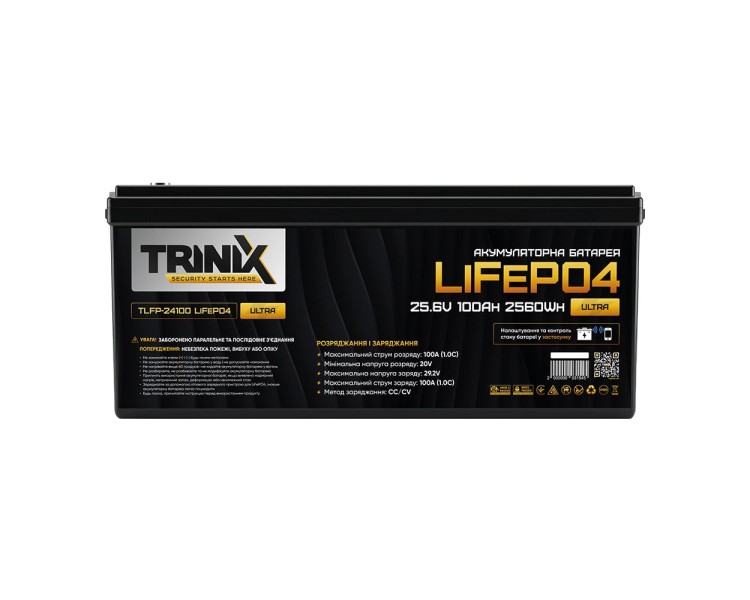 Акумуляторна батарея літій-залізо-фосфатна 25.6В 100А*год Trinix TLFP-24100 Ultra LiFePO4 з Bluetooth (Black)