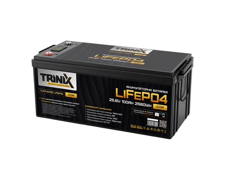 Акумуляторна батарея літій-залізо-фосфатна 25.6В 100А*год Trinix TLFP-24100 Ultra LiFePO4 з Bluetooth (Black)
