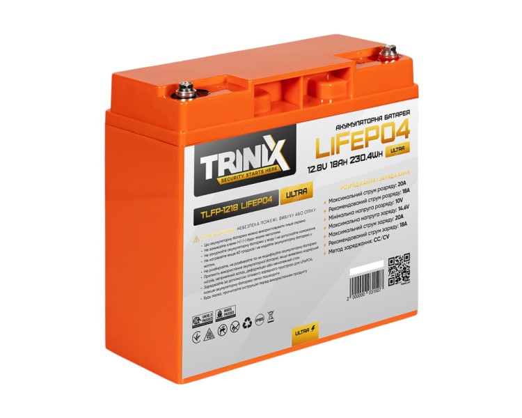 Акумуляторна батарея літій-залізо-фосфатна 12.8В 18А*год Trinix TLFP-1218 Ultra LiFePO4 (Orange)