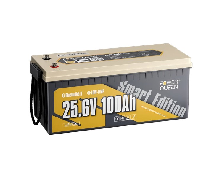 Акумуляторна батарея літій-залізо-фосфатна з Bluetooth 25.6В 100А*год LiFePO4 Power Queen P24V100-100-BASIC-BT-8-A160