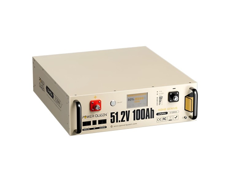 Акумуляторна батарея літій-залізо-фосфатна LiFePO4 51.2В 5120Вт*год Power Queen P51.2V100-100-COM-16-S3U монтаж в стійку 19"
