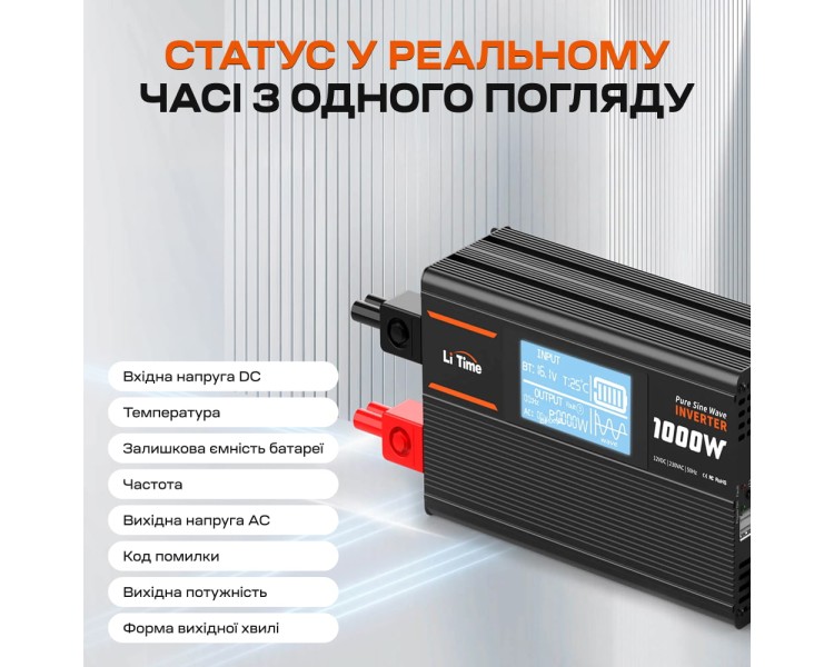 Автономний однофазний інвертор 1kW/12V LiTime L12V1KW-EN-D