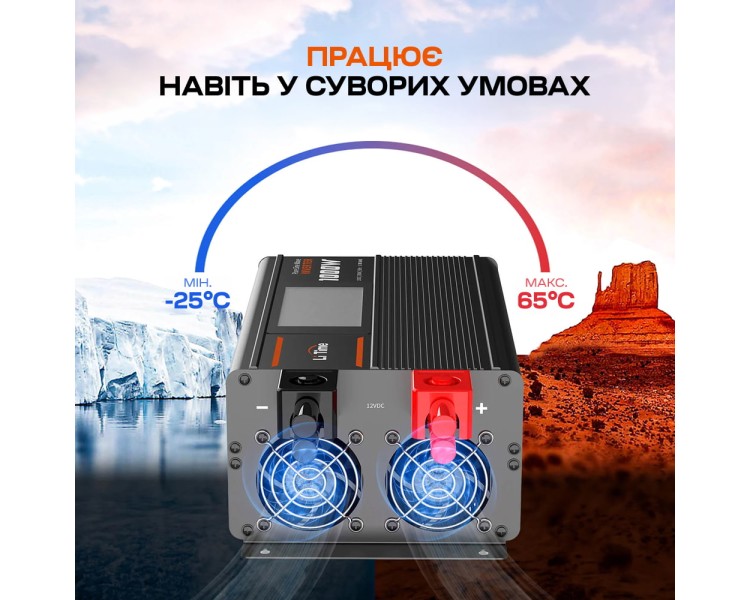 Автономний однофазний інвертор 1kW/12V LiTime L12V1KW-EN-D