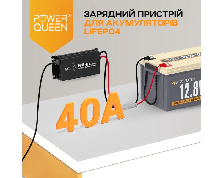 Зарядний пристрій для акумуляторних батарей LiFePO4 14.6V/40A Power Queen P12V40A-BCHA-Y