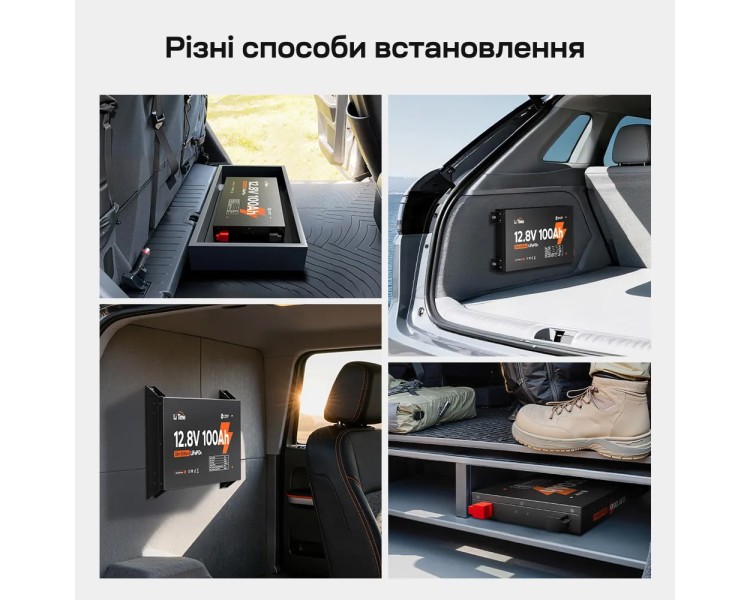 Акумуляторна батарея літій-залізо-фосфатна 12.8В 100А*год LiFePO4 LiTime Slim 12V100-100-SLIM-LTCP-4-SE100 ультратонка