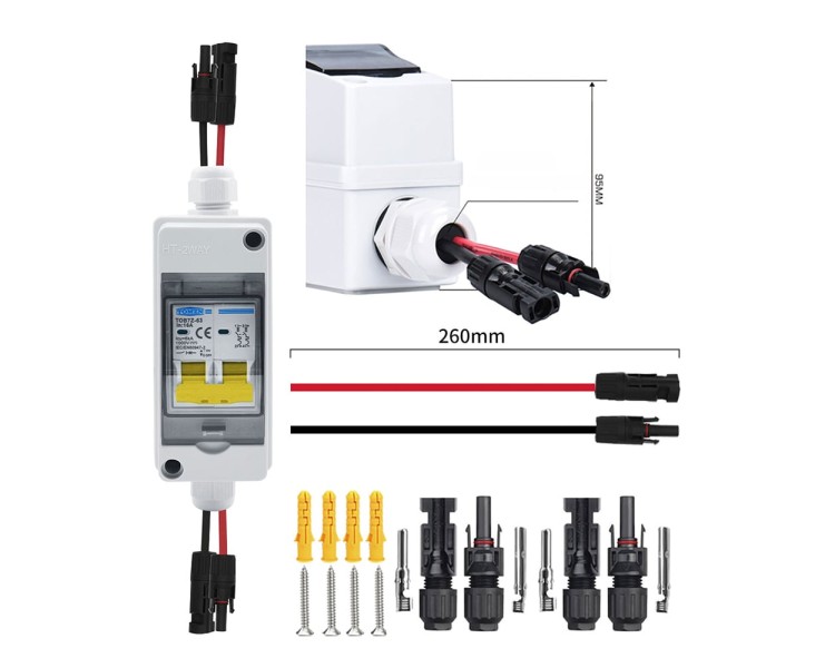 Захисний бокс з автоматичним вимикачем TOMZN TOPV2-1-1 600V 20A MC4 IP65