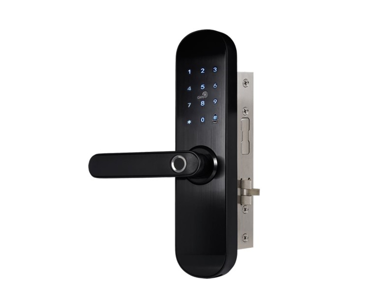 Замок біометричний автономний Trinix TRL-5103BTF Black Left з Bluetooth, зчитувачем відбитків пальців і карт Mifare