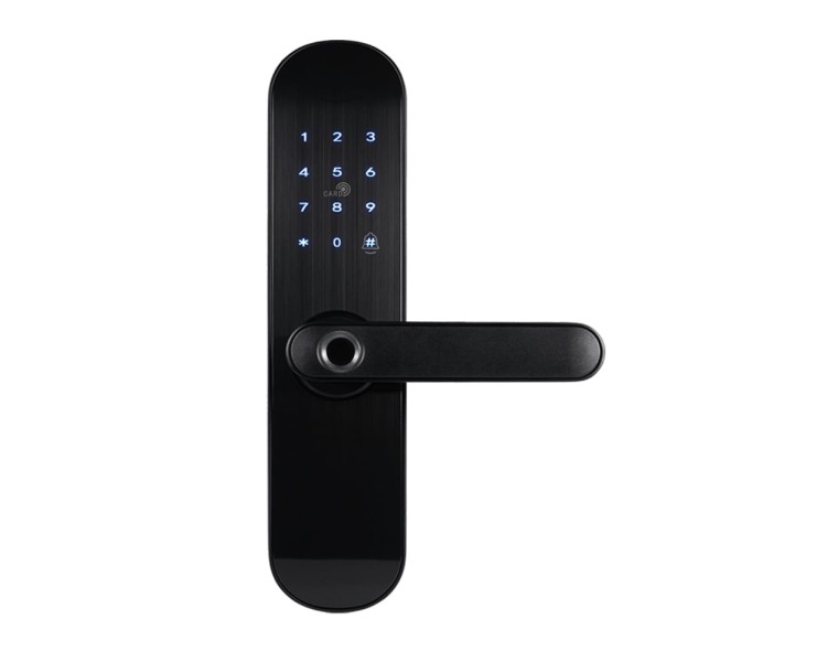 Замок біометричний автономний Trinix TRL-5103BTF Black Right з Bluetooth, зчитувачем відбитків пальців і карт Mifare