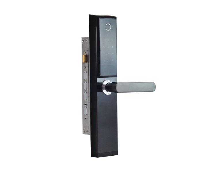 Замок біометричний автономний Trinix TRL-5104BTF Black Right з Bluetooth, зчитувачем відбитків пальців і карт Mifare