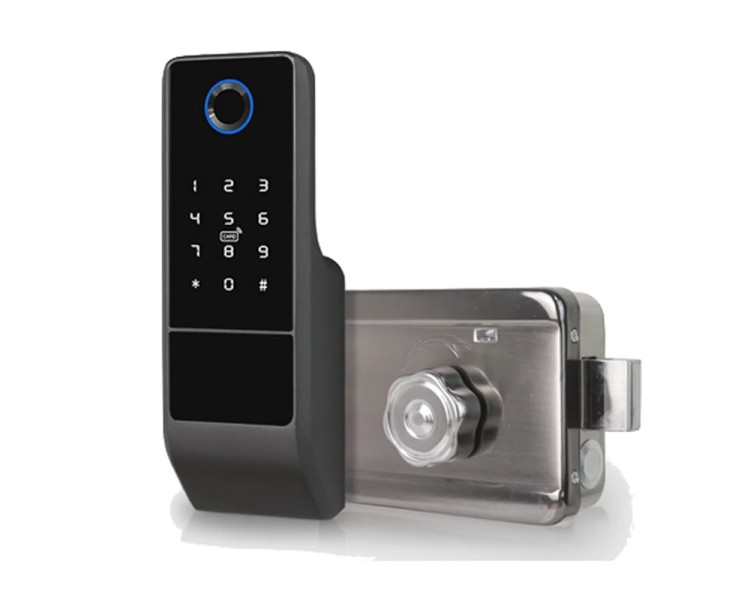Замок біометричний автономний Trinix TRL-5201BTFW Black Left з Bluetooth, зчитувачем відбитків пальців і карт Mifare