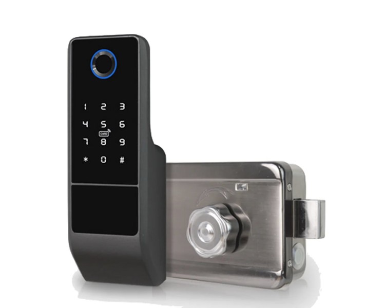 Замок біометричний автономний Trinix TRL-5201BTFW Black Right з Bluetooth, зчитувачем відбитків пальців і карт Mifare