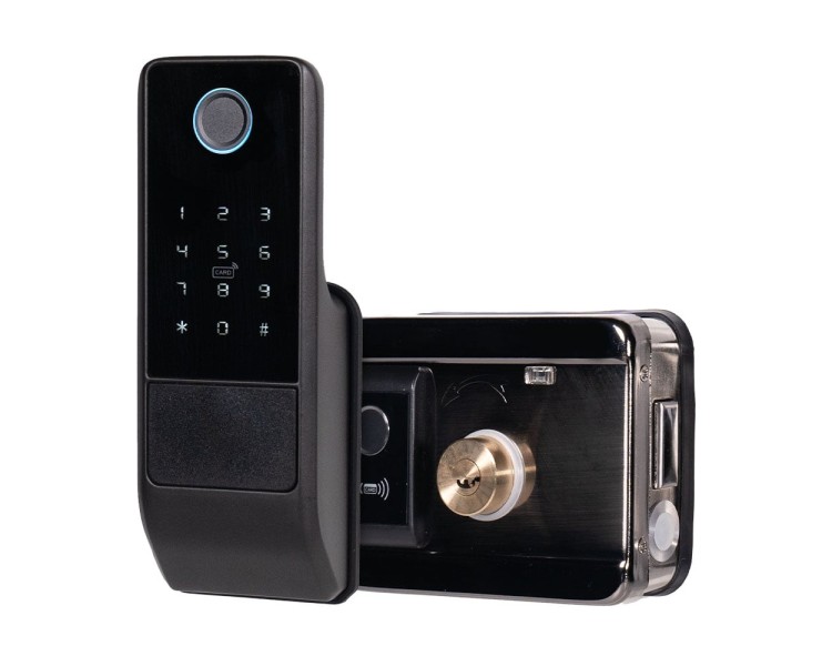 Замок біометричний автономний Trinix TRL-5202BT2FW Black з Bluetooth, зчитувачем відбитків пальців і карт Mifare