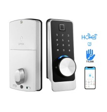 Замок біометричний автономний Trinix TRL-5203BTF Silver Left з Bluetooth, зчитувачем відбитків пальців і карт Mifare