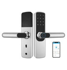 Замок біометричний автономний Trinix TRL-5204BTF Silver з Bluetooth, зчитувачем відбитків пальців і карт Mifare