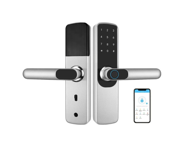 Замок біометричний автономний Trinix TRL-5204BTF Silver з Bluetooth, зчитувачем відбитків пальців і карт Mifare