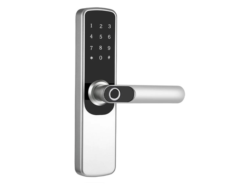 Замок біометричний автономний Trinix TRL-5204BTF Silver з Bluetooth, зчитувачем відбитків пальців і карт Mifare